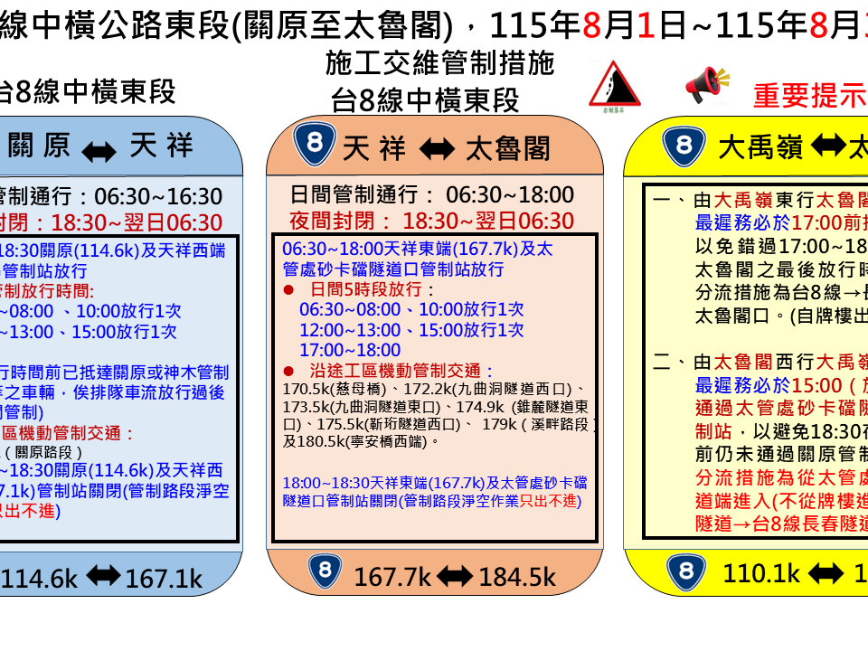 中橫8月中